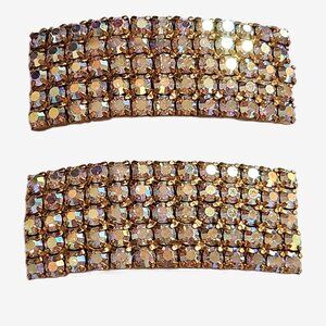 NICE Vintage AB Rhinestone DRESS SHOE Clips Large PAIR SET 2" INCHES EACH